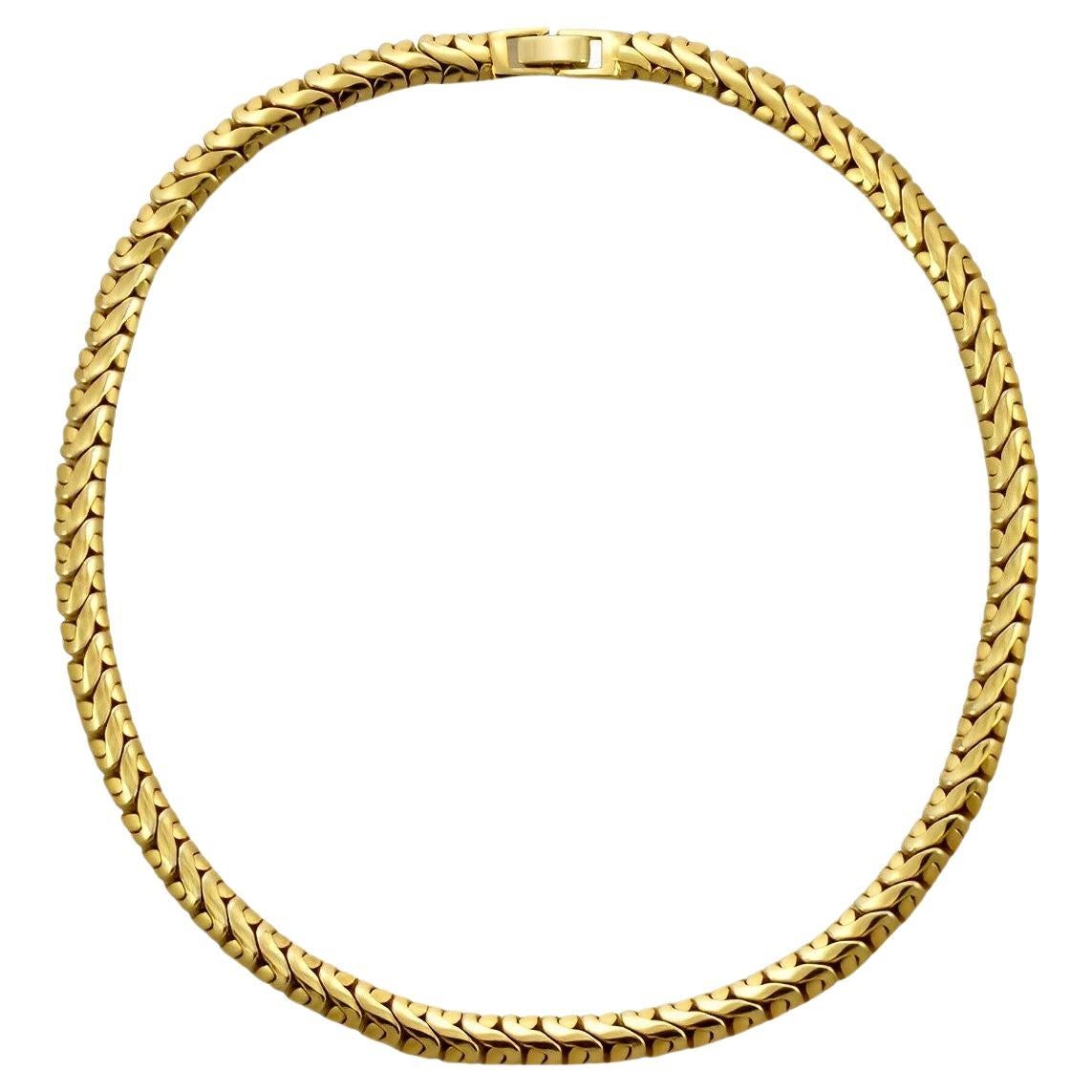 Gold Plated Heavy Fancy Link Chain Necklace For Sale