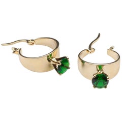 Gold Plated Hoop Emerald Earrings from IOSSELLIANI