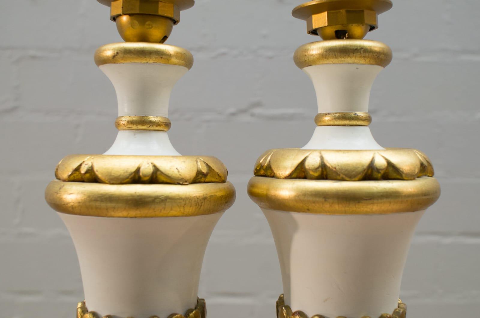 Gold-Plated Italian Table Lamps in Hollywood Regency Style, Italy, 1960s In Good Condition In Nürnberg, Bayern