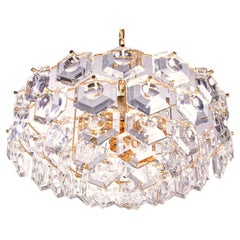 Gold-Plated Kinkeldey Lens Chandelier Crystal & Brass, Germany, 1960s
