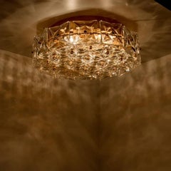 Gold-Plated Kinkeldey Crystal Glass Flush Mount, Germany, 1970s