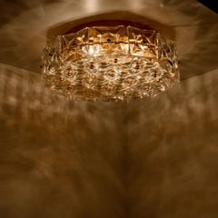 Gold-Plated Kinkeldey Crystal Glass Flush Mount, Germany, 1970s