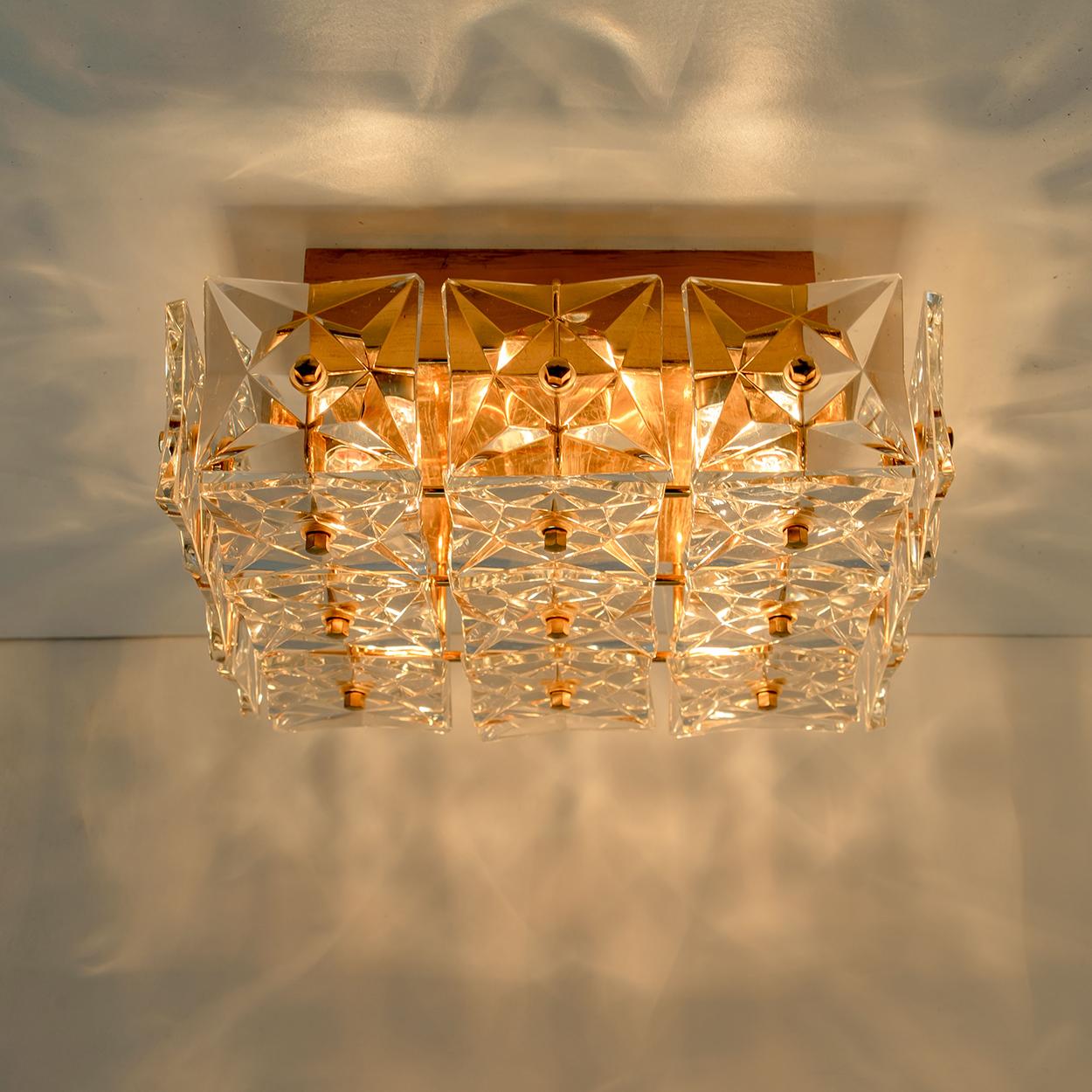 Gold-Plated Kinkeldey Crystal Glass Wallscone or Flush Mount, Germany, 1970s 6