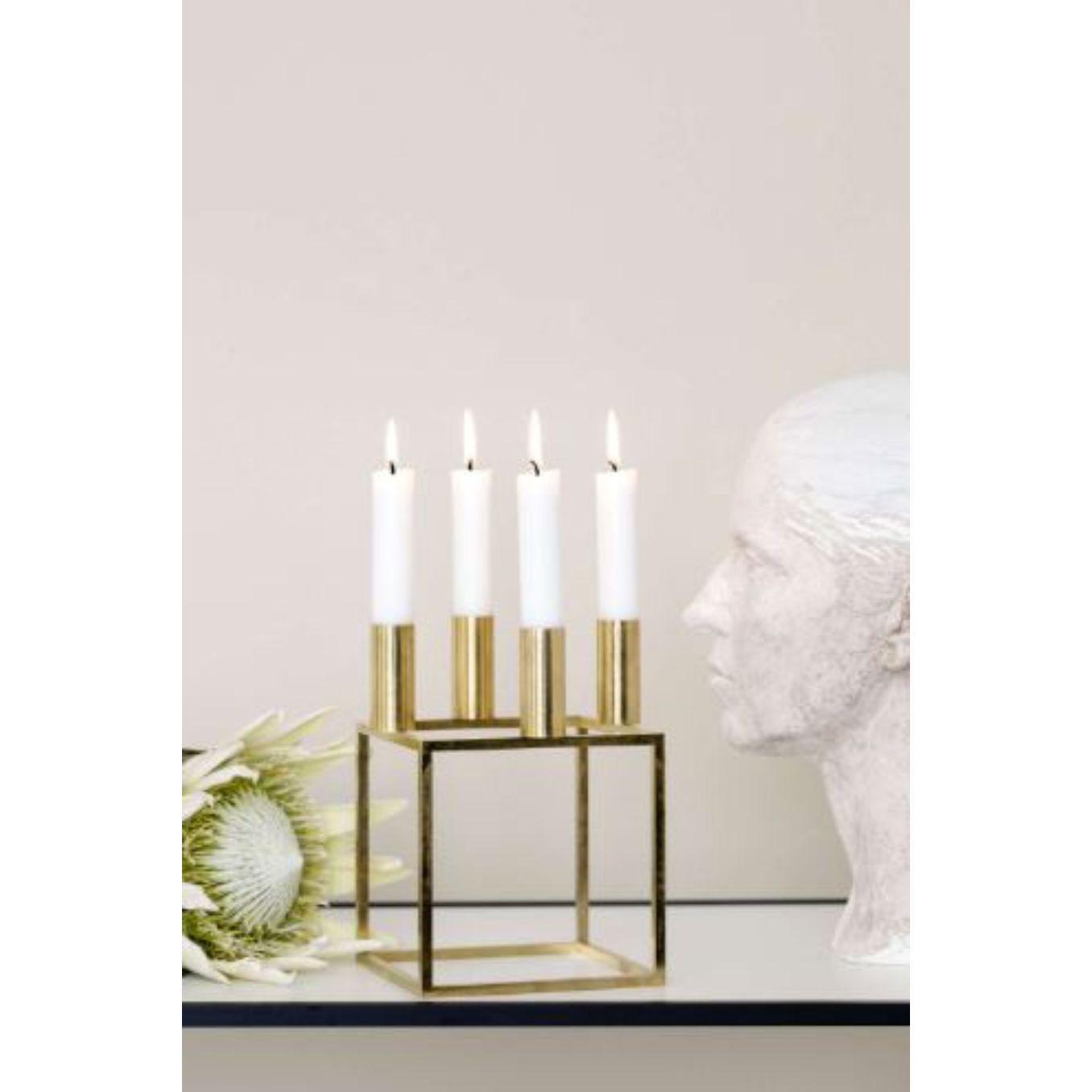 Gold Plated Kubus 4 Candle Holder by Lassen For Sale 1