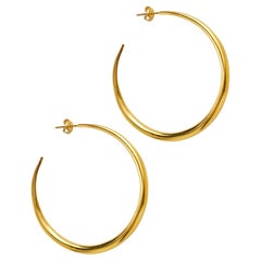Gold Plated Large Silver Hoop Earrings