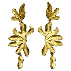 Gold Plated Leaf Drop Earrings