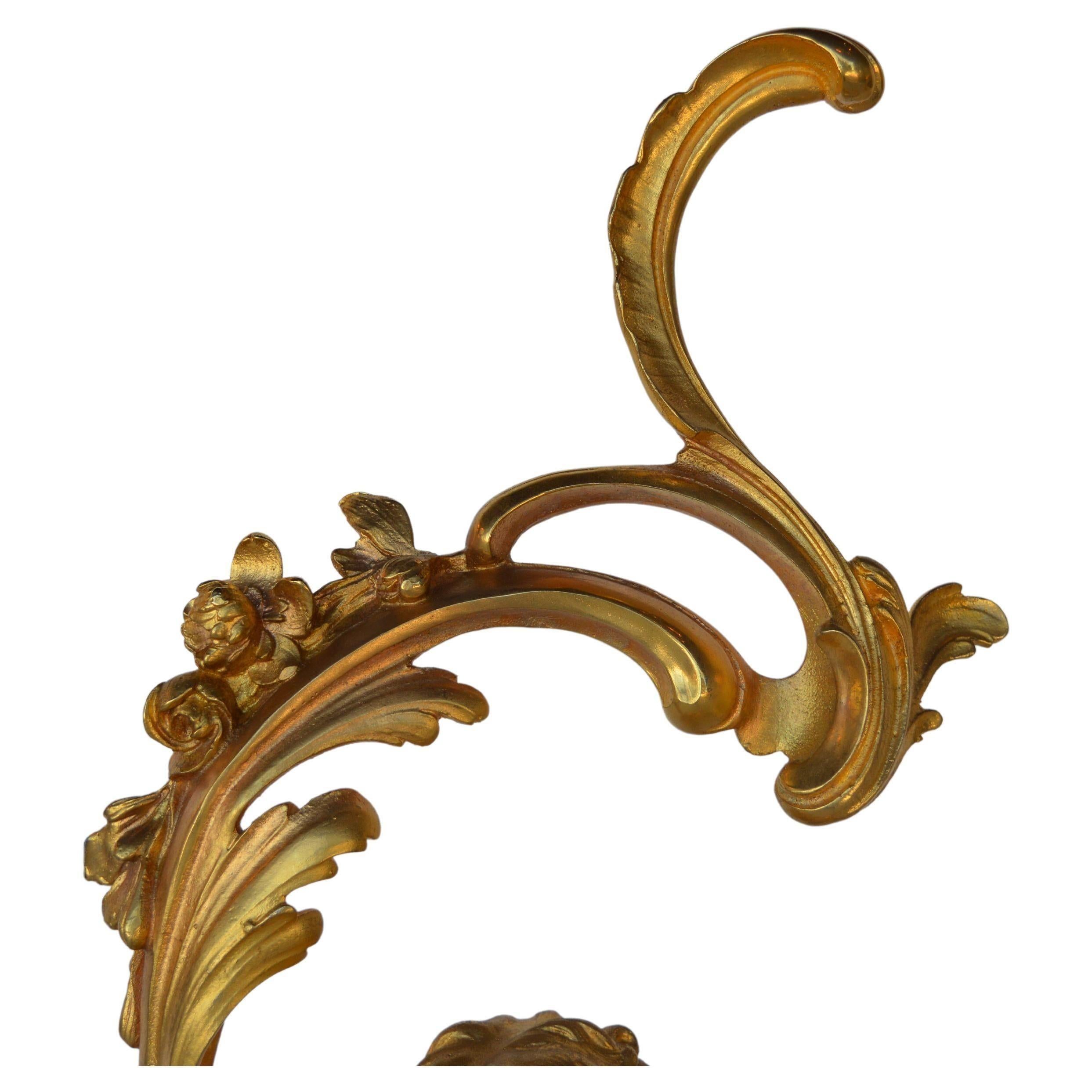 Bronzed Gold Plated Louis XV Style Andiron Set, Cherub Motif For Sale