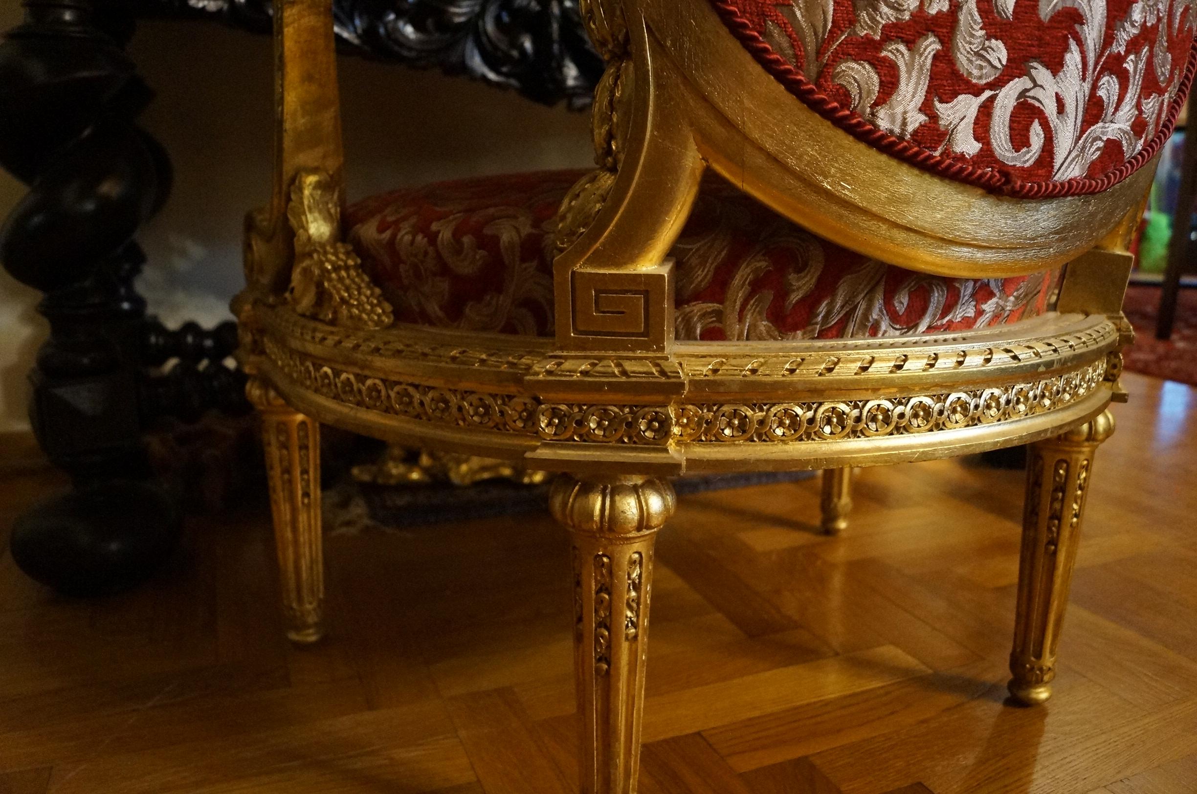 Gold-Plated Louis XVI Chair from 1860 For Sale 1