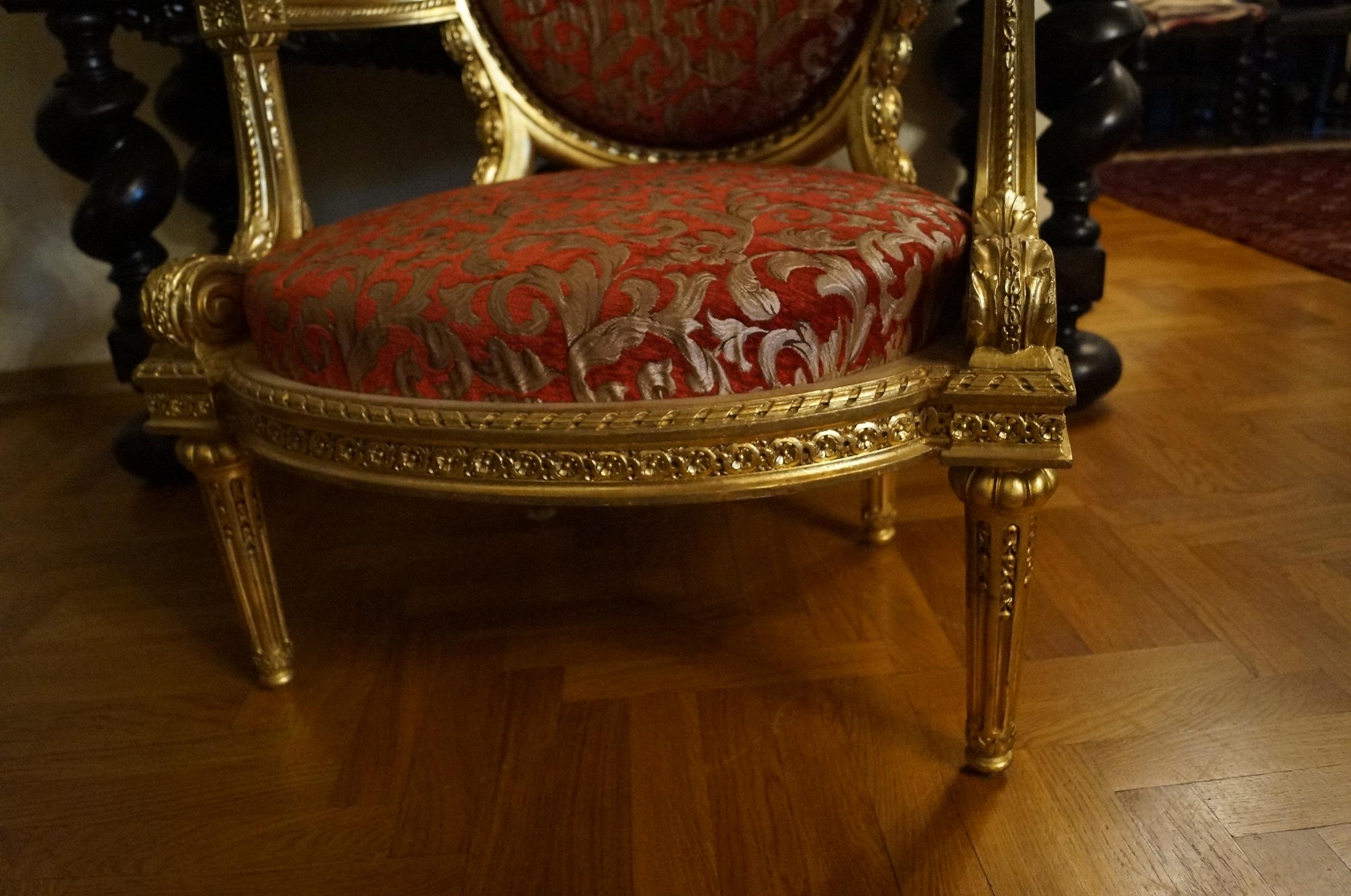 Gold-Plated Louis XVI Chair from 1860 For Sale 4