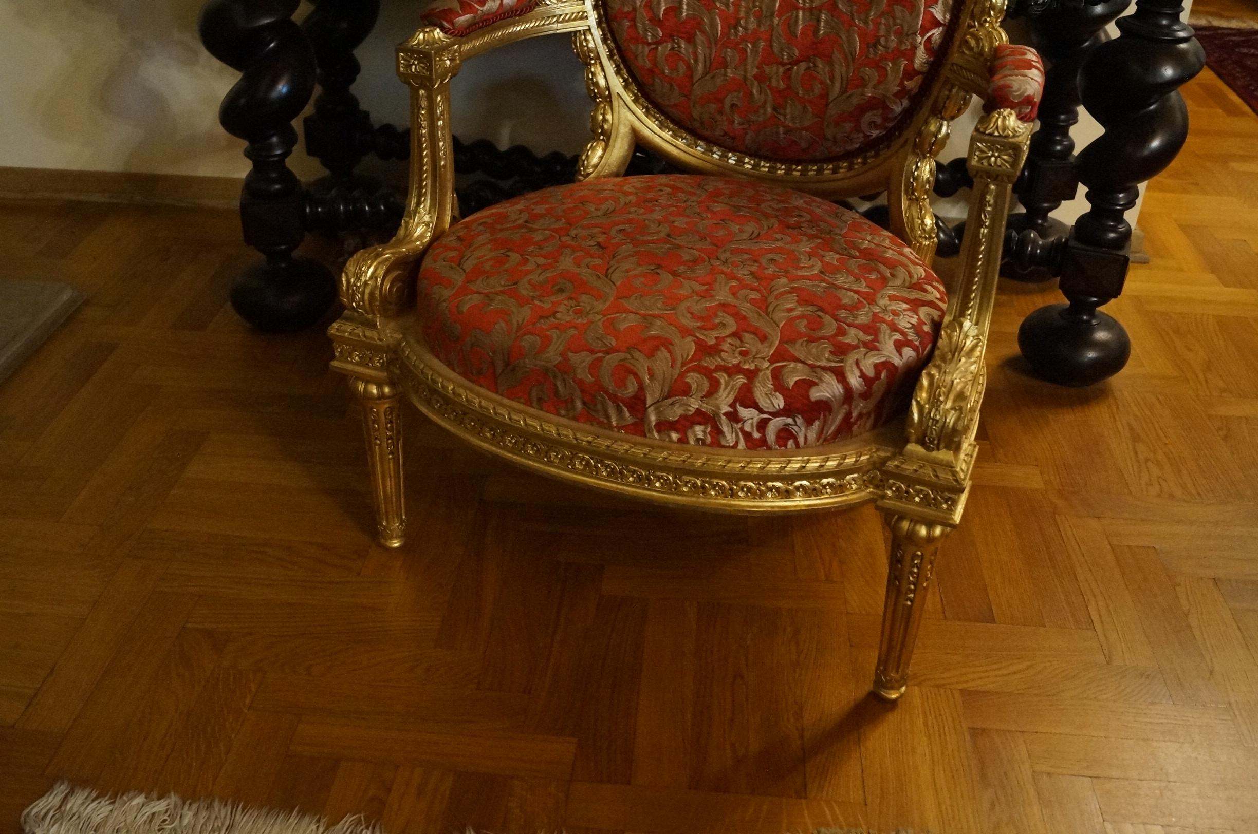 Gold-Plated Louis XVI Chair from 1860 For Sale 6