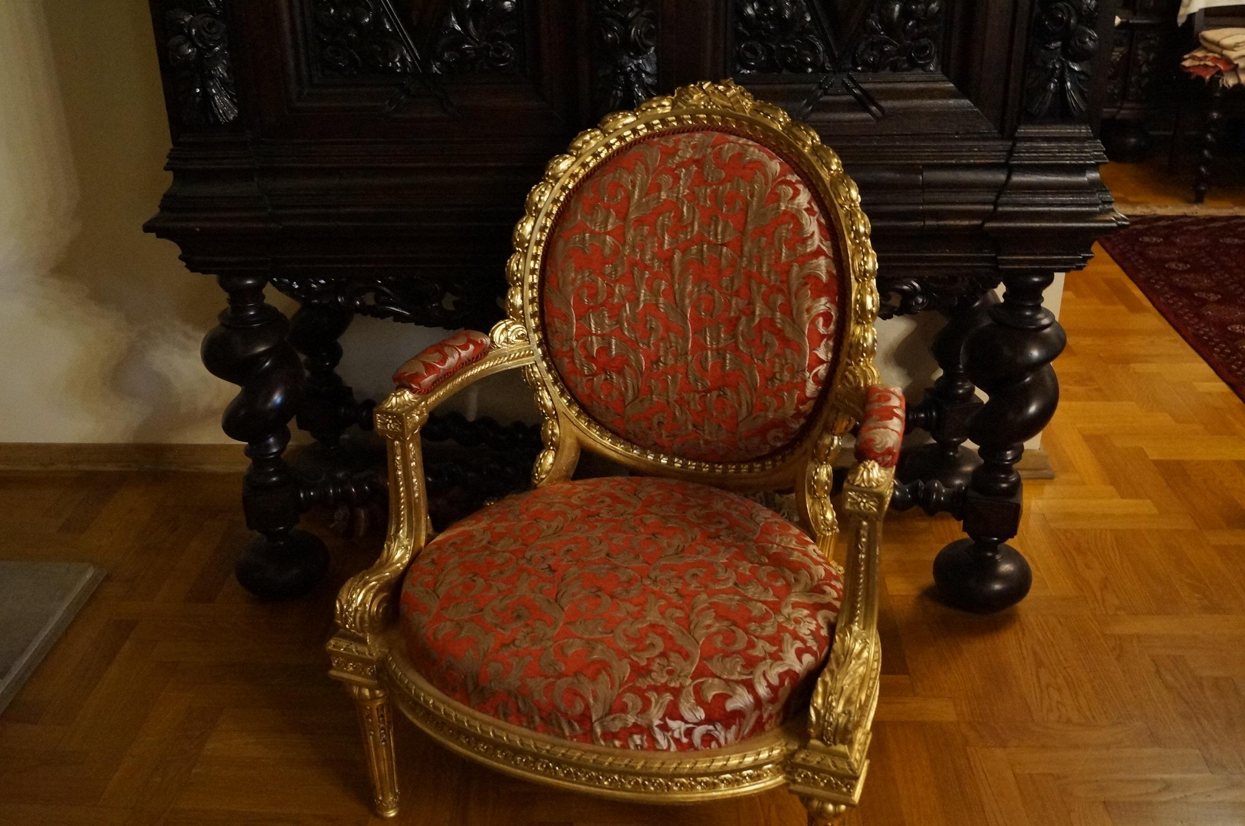 Gold-Plated Louis XVI Chair from 1860 For Sale 7