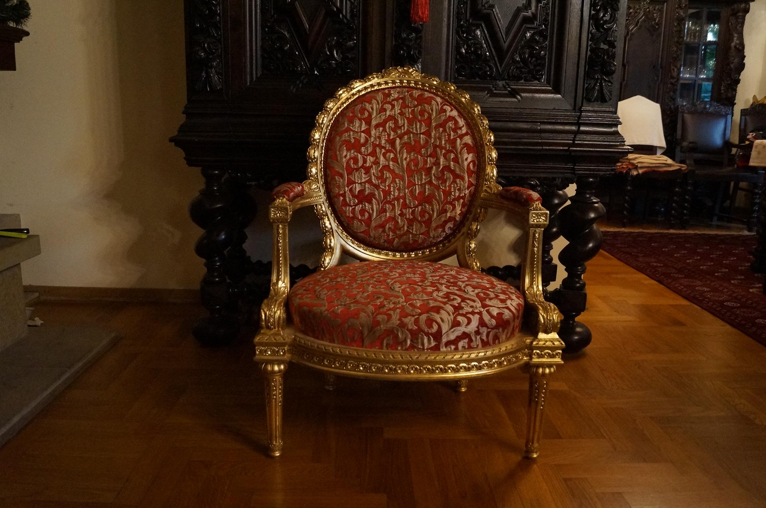 Vergoldeter Louis-XVI-Stuhl aus dem Jahr 1860 (Neoklassisch) im Angebot