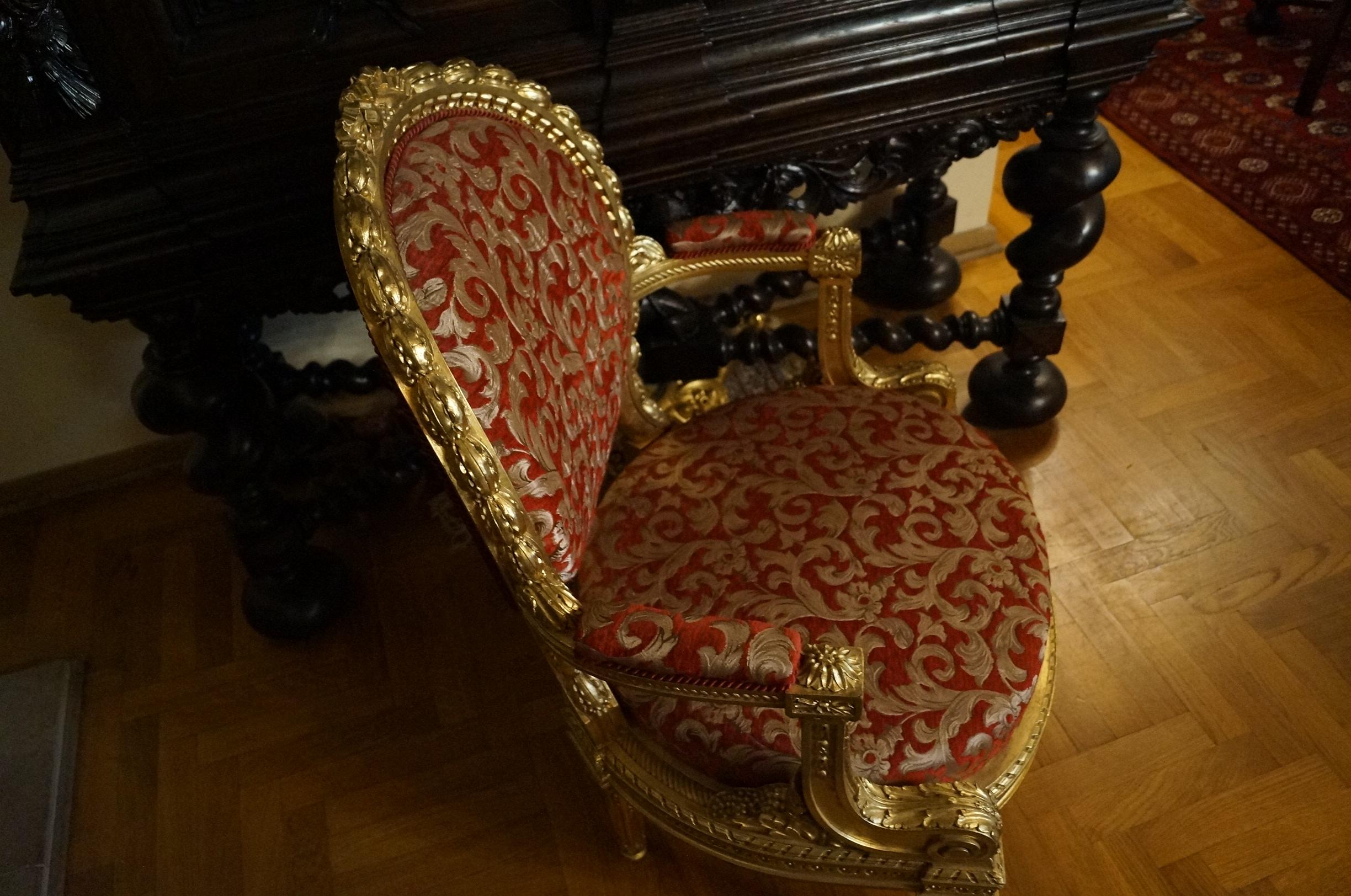 Mid-19th Century Gold-Plated Louis XVI Chair from 1860 For Sale