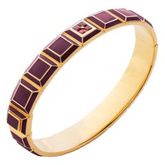 Gold-Plated Bordeaux Enamel Ruby Carousel Bracelet