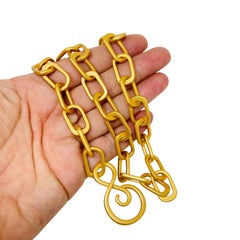 Gold plated matte finish massive link chain designer necklace by DOROTA LASAK