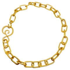 Gold plated matte finish massive link chain designer necklace by DOROTA LASAK