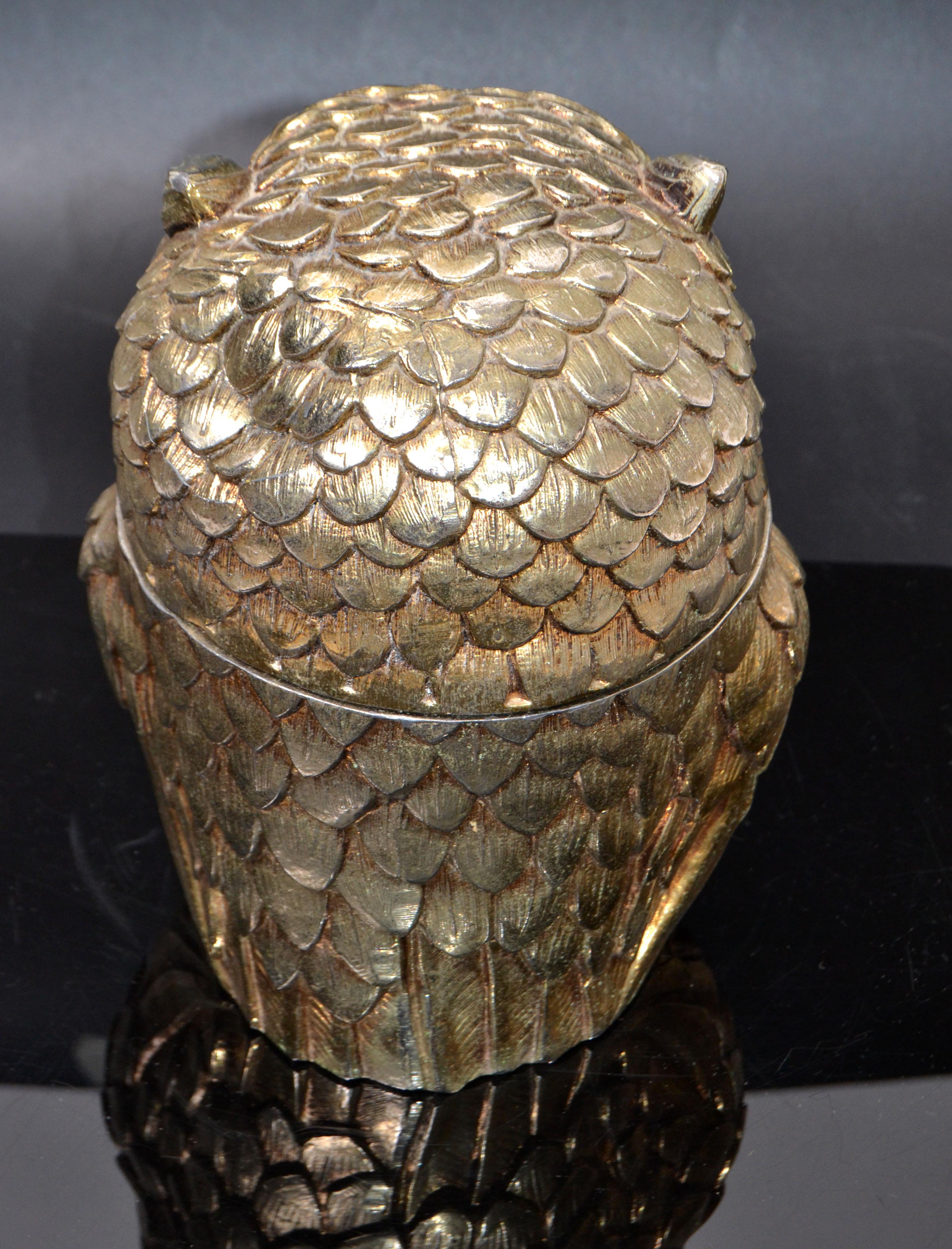 Gold Plated Mauro Manetti Insulated Owl Ice Bucket Mid-Century Modern Italy 1940 3