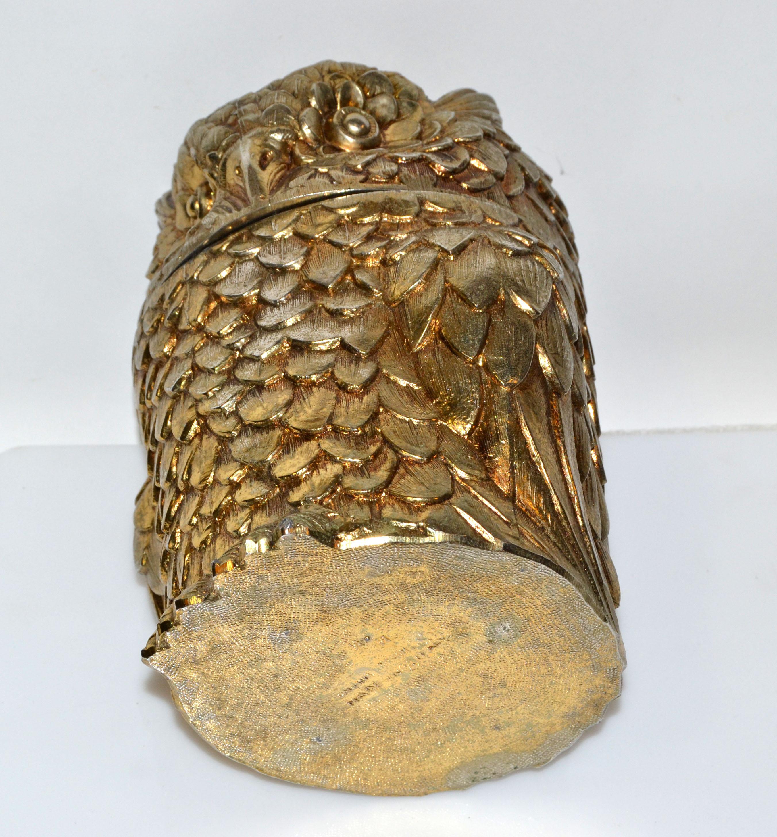 Gold Plated Mauro Manetti Insulated Owl Ice Bucket Mid-Century Modern Italy 1940 4