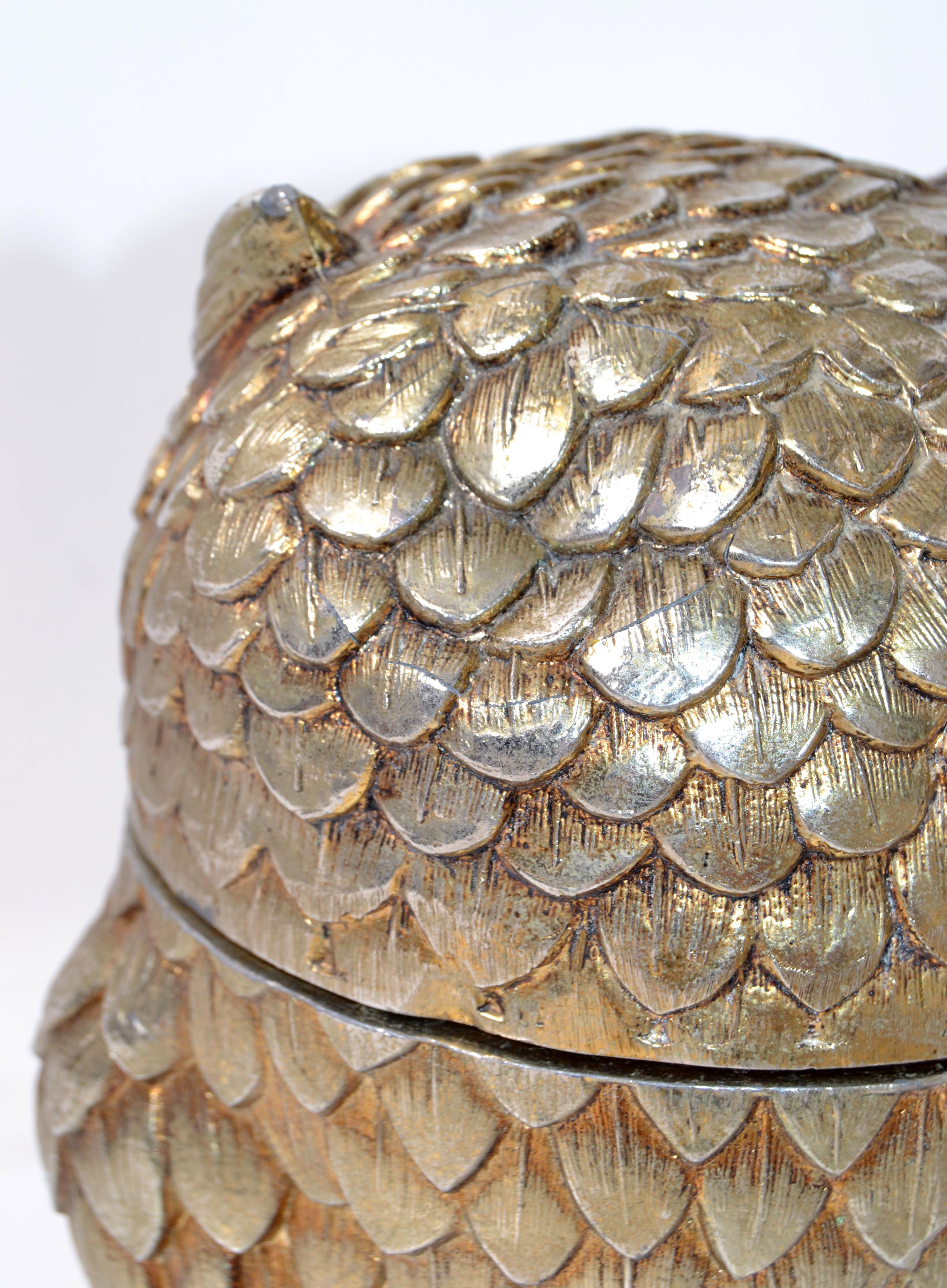 Gold Plated Mauro Manetti Insulated Owl Ice Bucket Mid-Century Modern Italy 1940 7