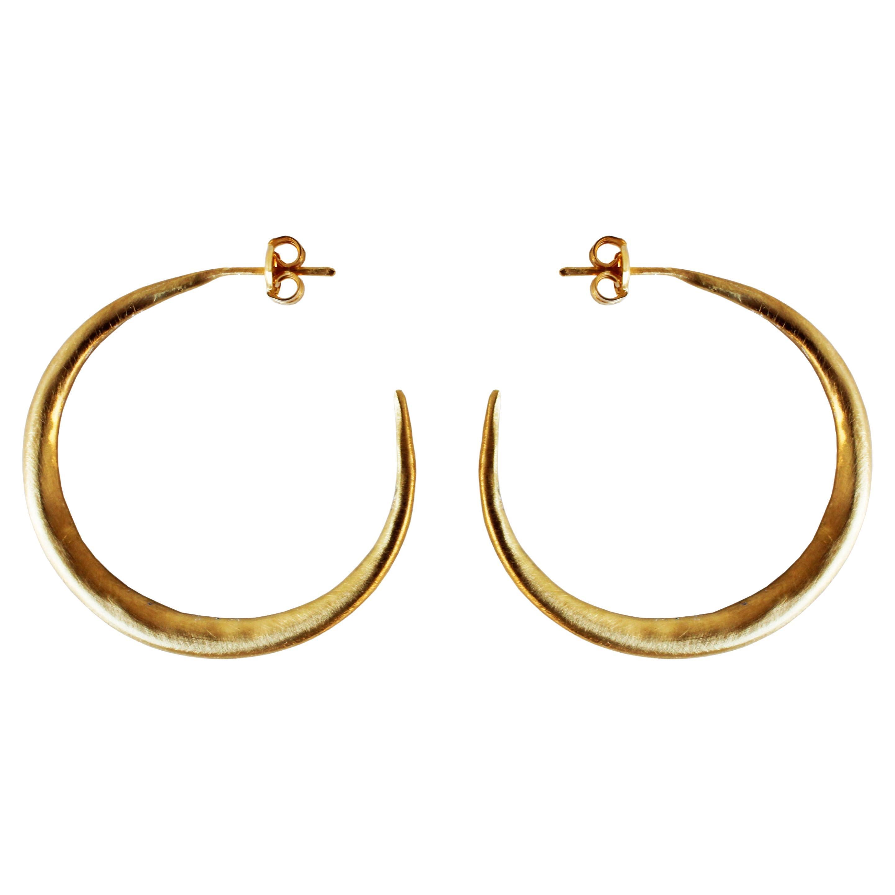 Gold Plated Medium Silver Hoop Earrings For Sale