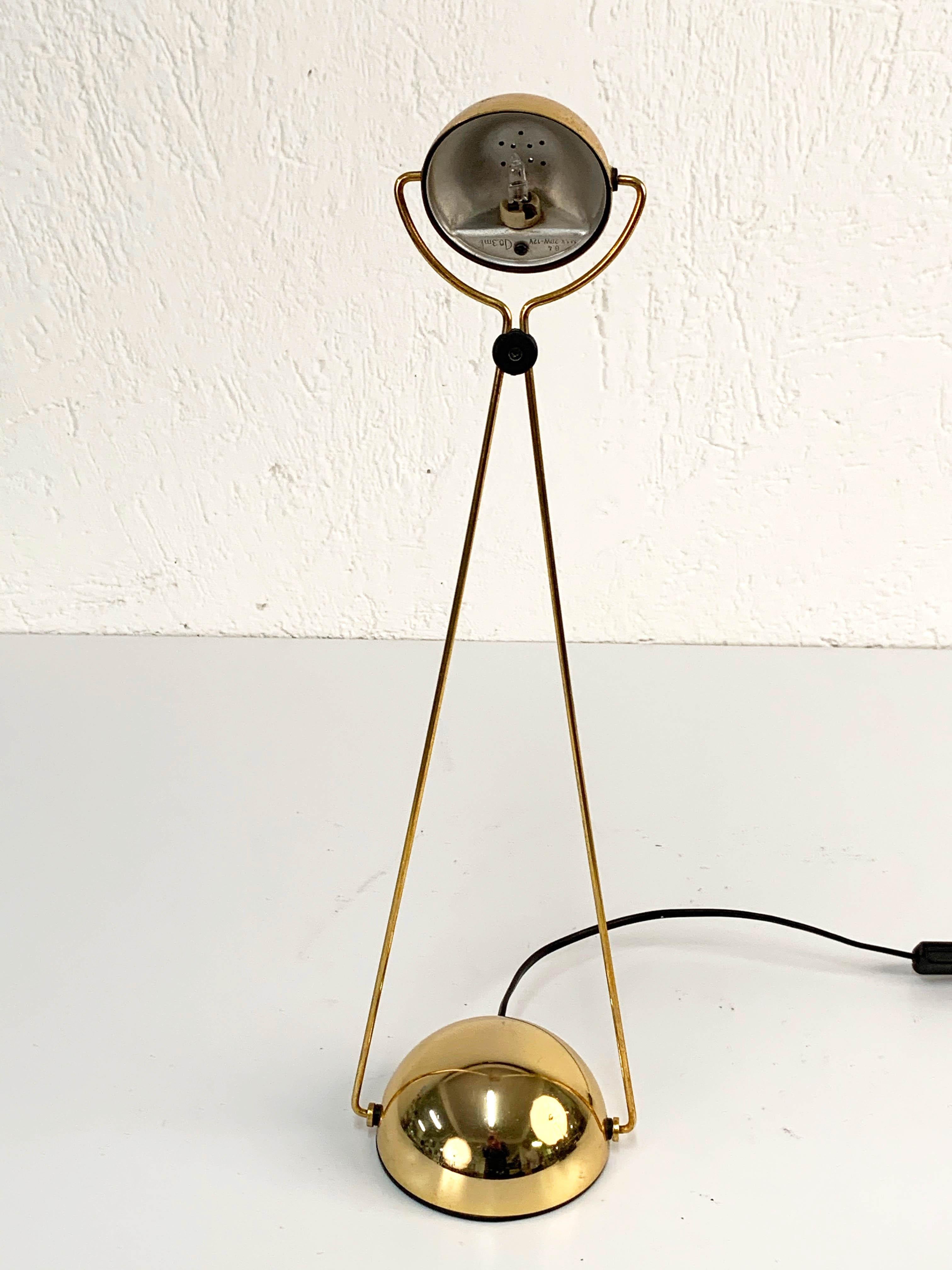 Gold-Plated Metal Italian Table Lamp 'Meridiana' for Stefano Cevoli, 1980s 2