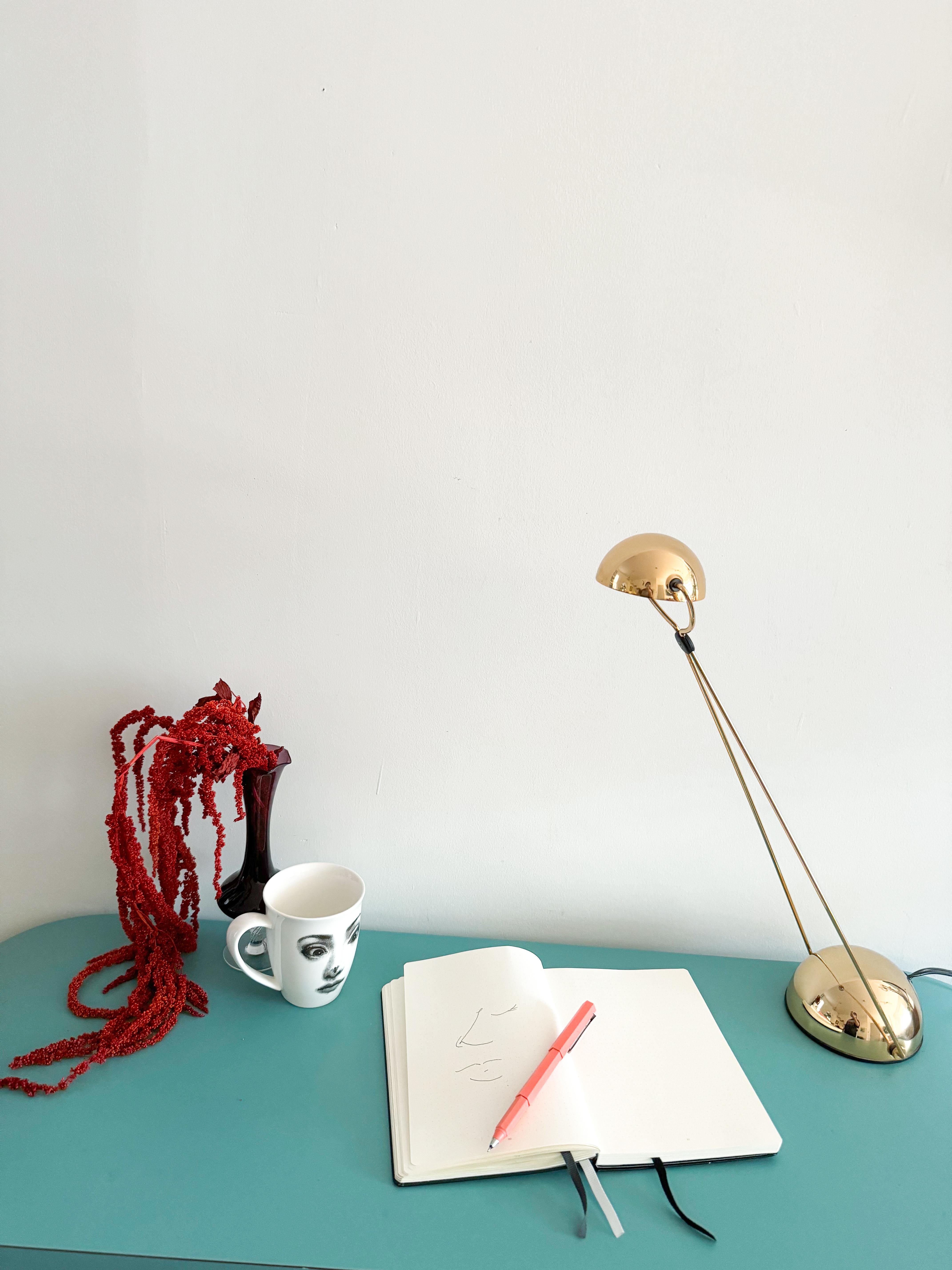 Gold-Plated Metal Italian Table Lamp 'Meridiana' for Stefano Cevoli, 1980s 5