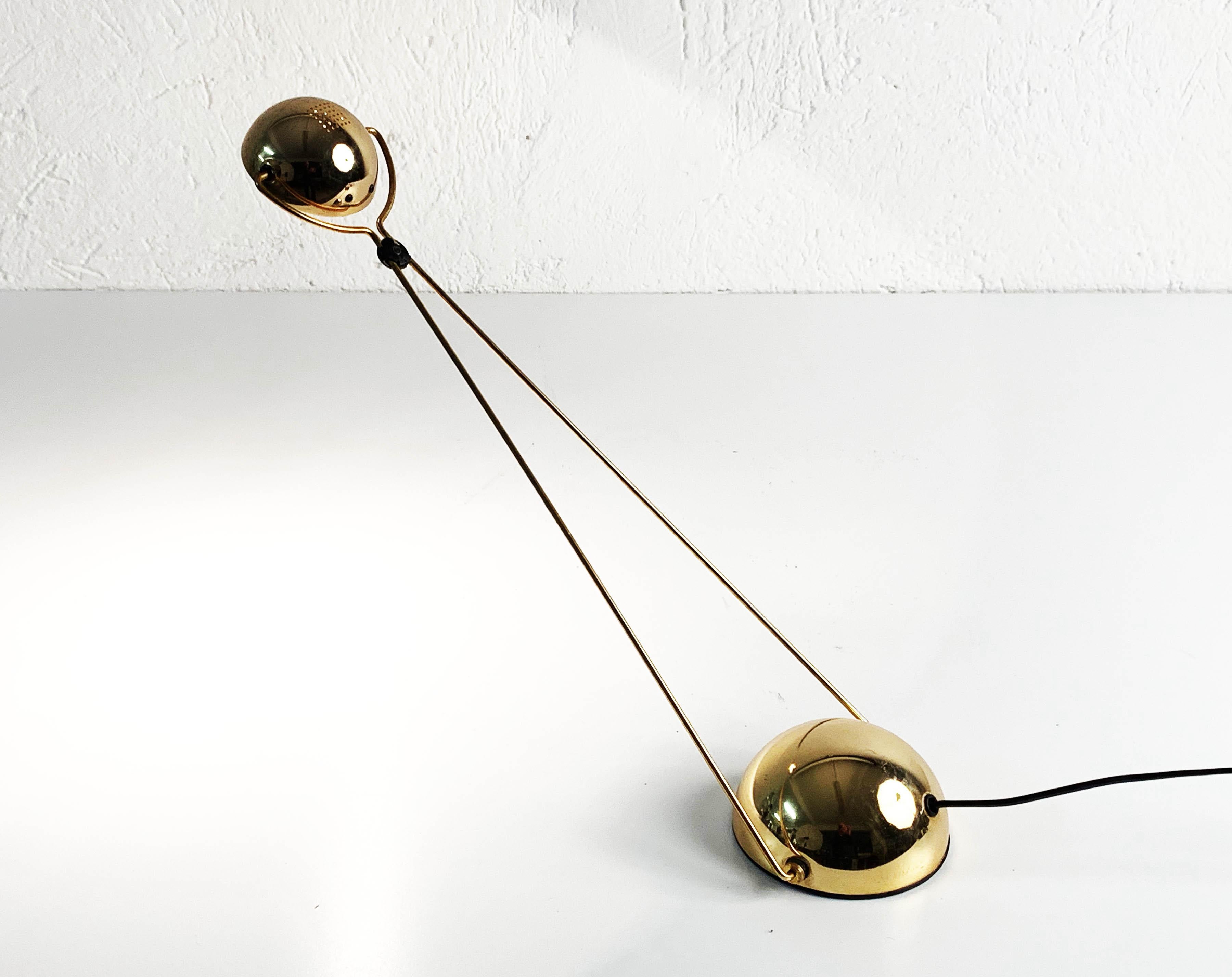 Gold-Plated Metal Italian Table Lamp 'Meridiana' for Stefano Cevoli, 1980s 3