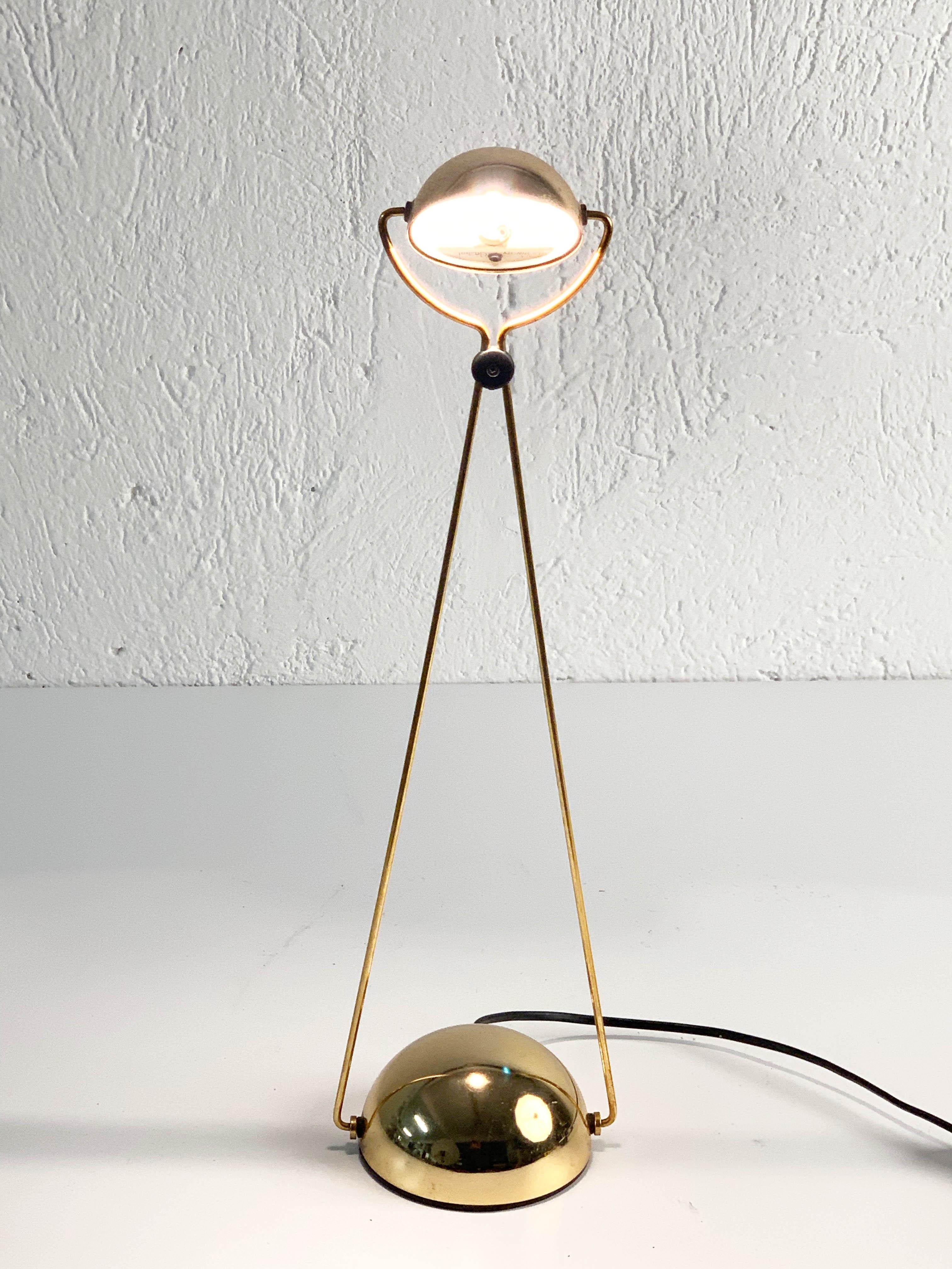 Mid-Century Modern Gold-Plated Metal Italian Table Lamp 'Meridiana' for Stefano Cevoli, 1980s