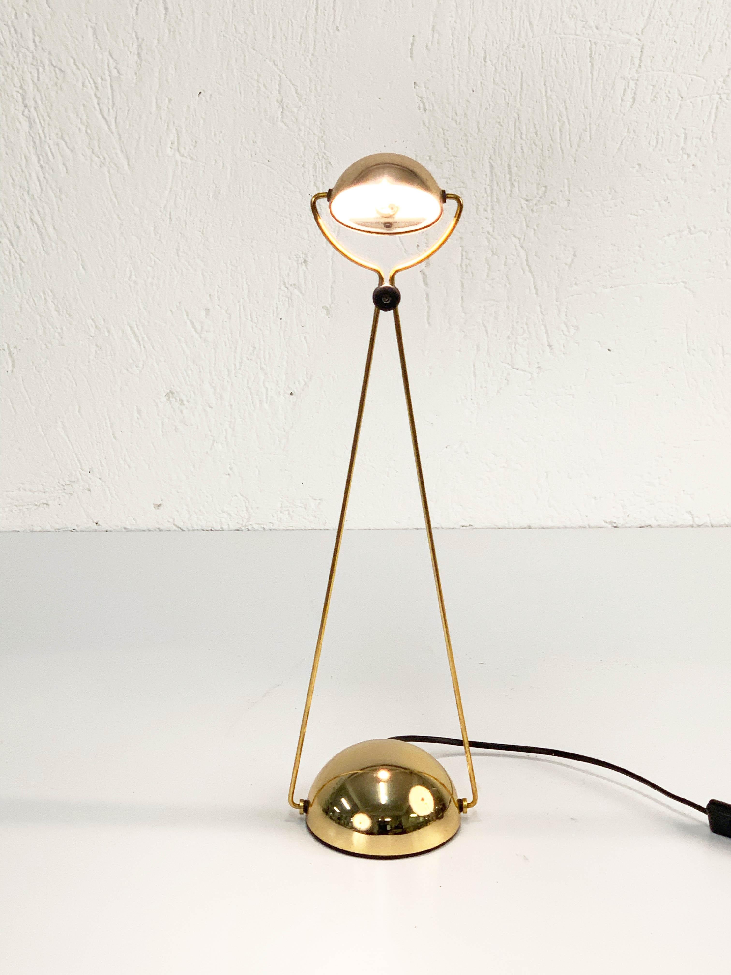 Gold-Plated Metal Italian Table Lamp 'Meridiana' for Stefano Cevoli, 1980s In Fair Condition In Roma, IT