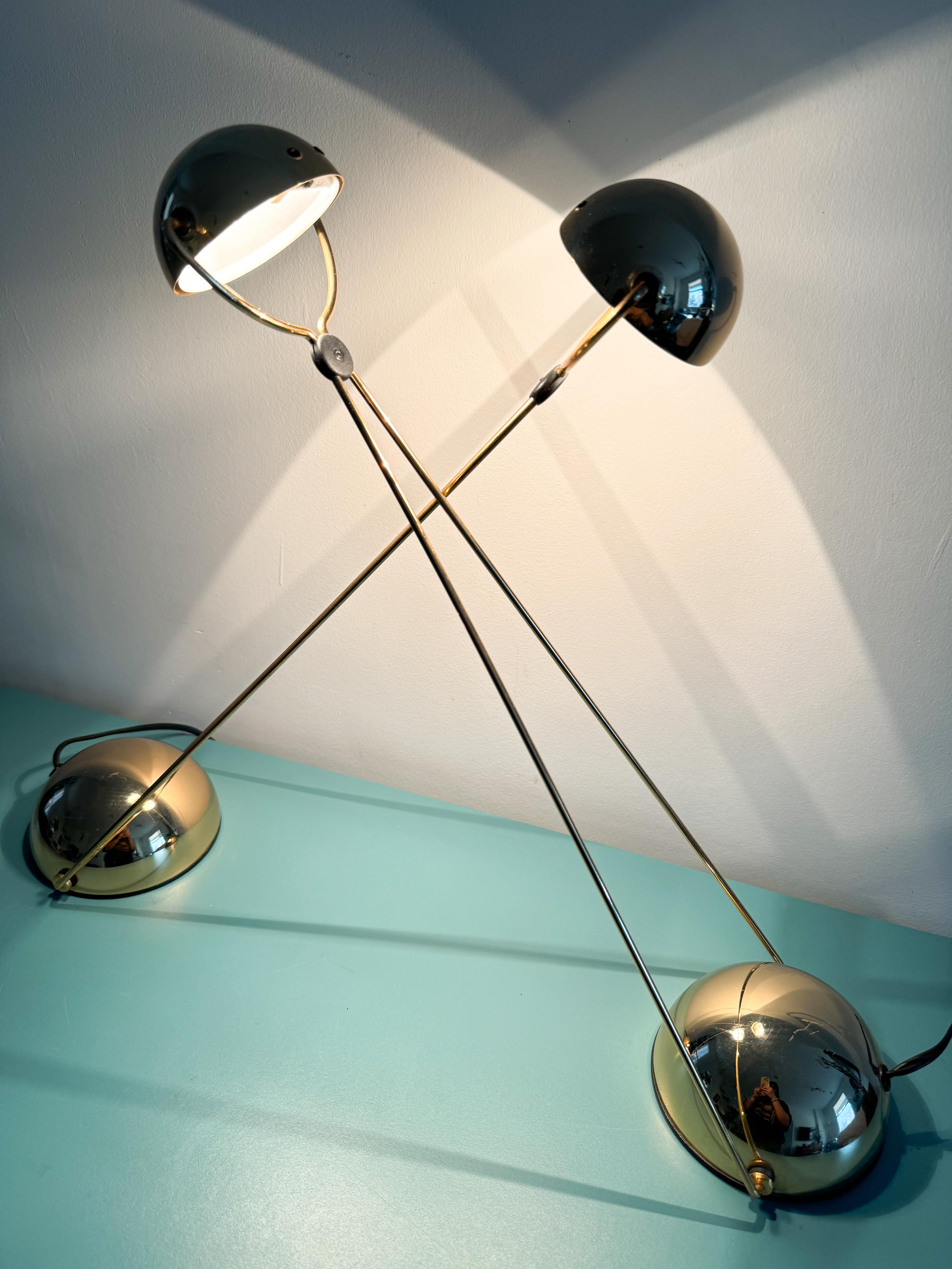 Gold-Plated Metal Italian Table Lamp 'Meridiana' for Stefano Cevoli, 1980s 2