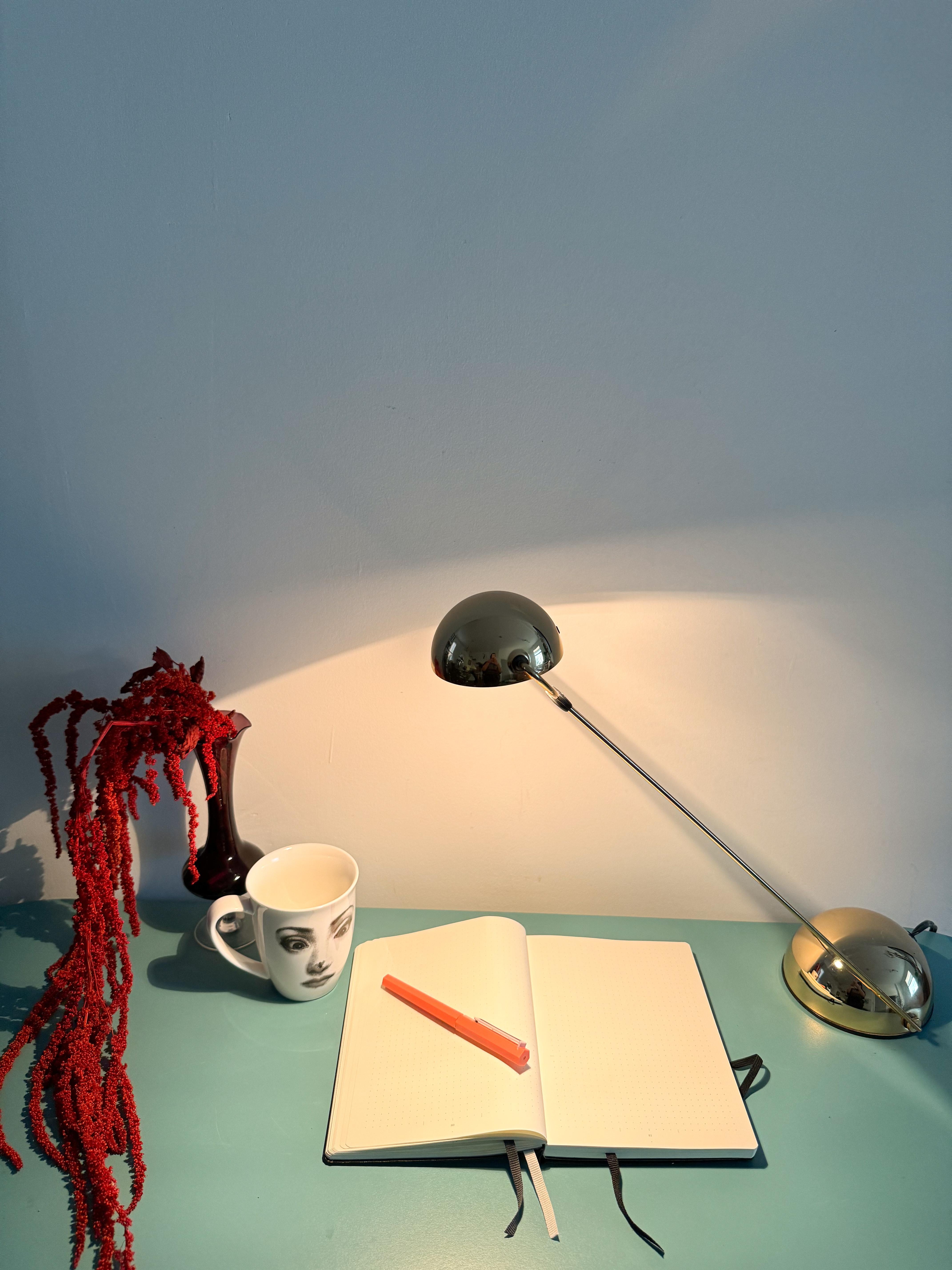 Gold-Plated Metal Italian Table Lamp 'Meridiana' for Stefano Cevoli, 1980s 4