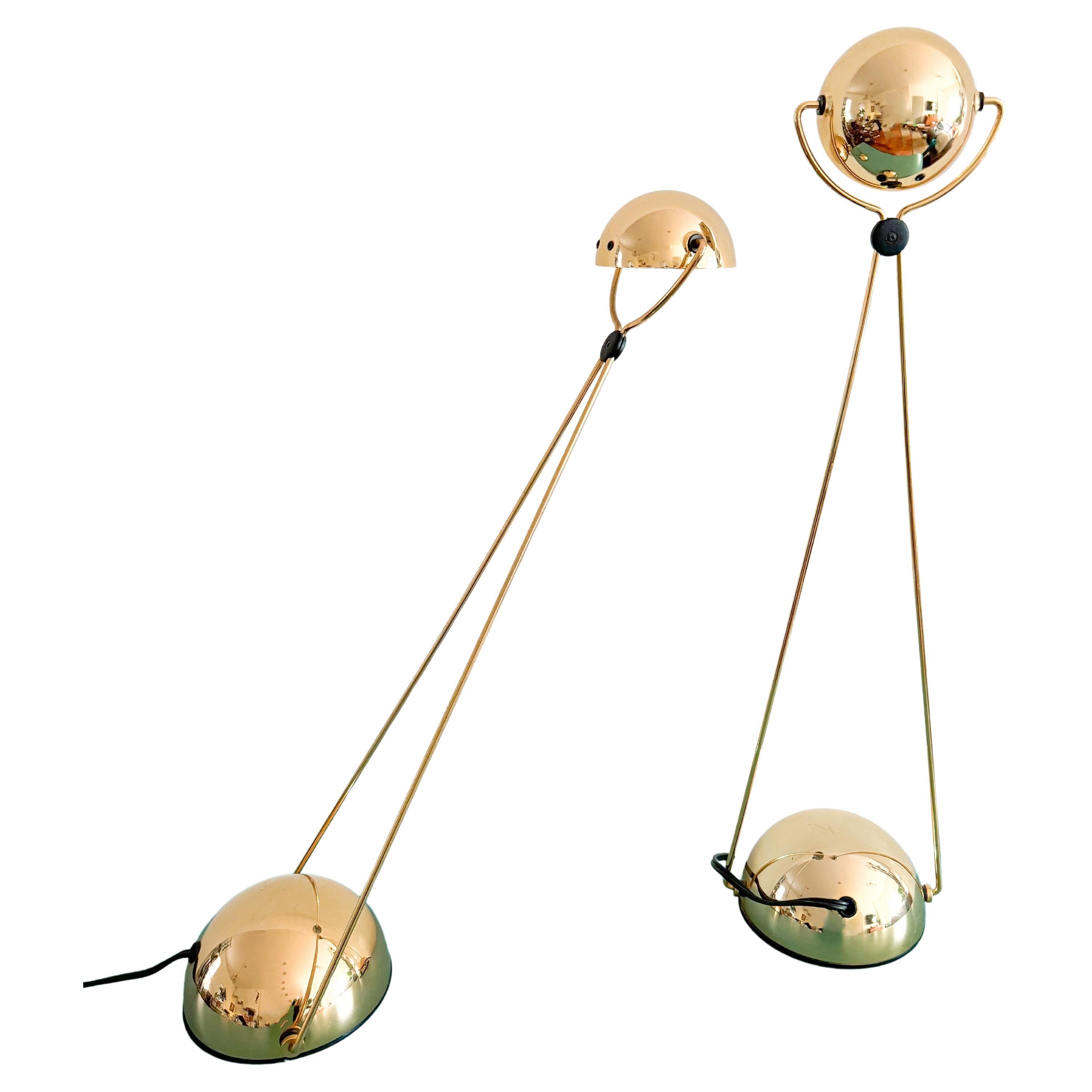 Gold-Plated Metal Italian Table Lamp 'Meridiana' for Stefano Cevoli, 1980s For Sale