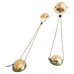 Gold-Plated Metal Italian Table Lamp 'Meridiana' for Stefano Cevoli, 1980s