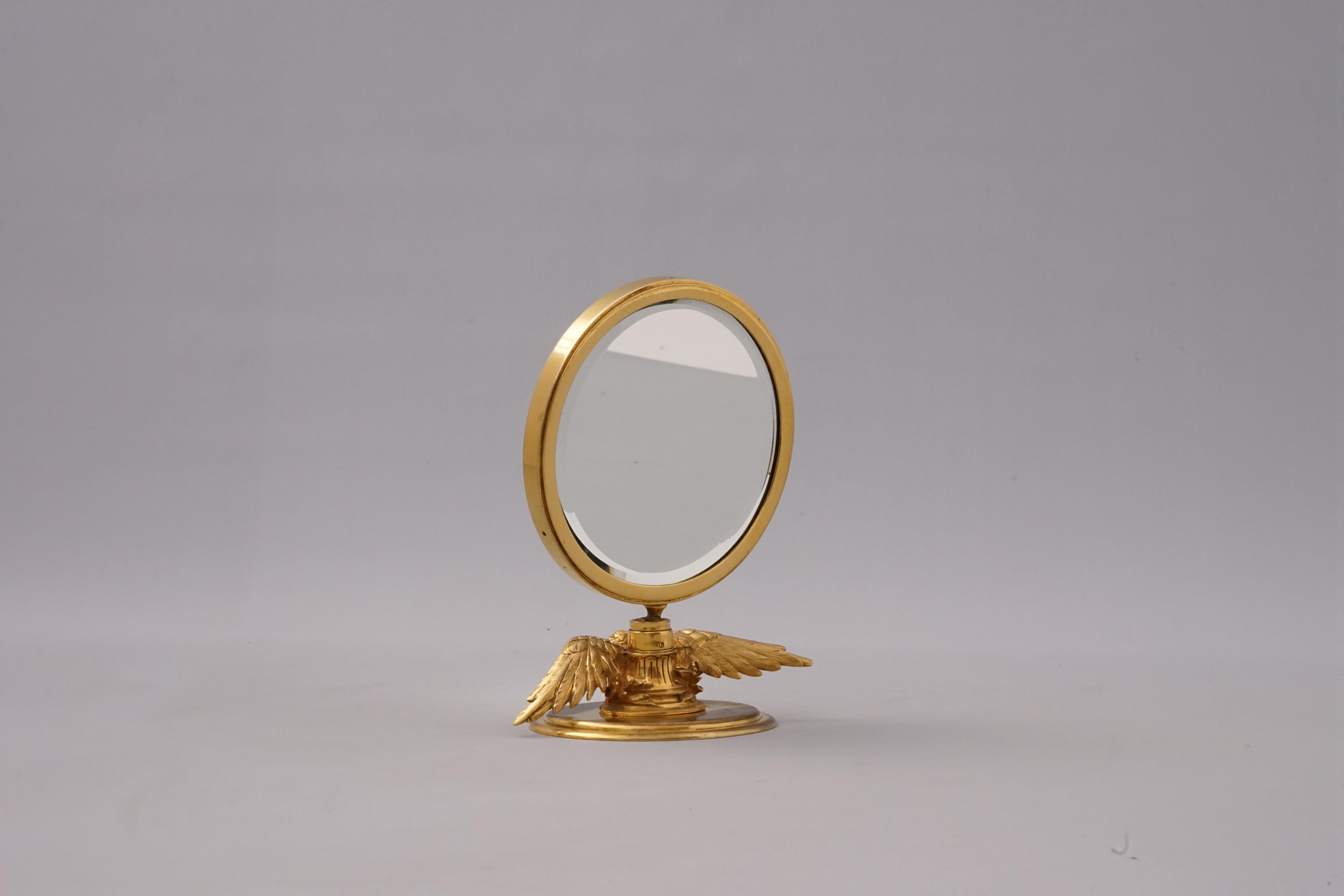 French Gold Plated Mirror by Hermès Paris For Sale