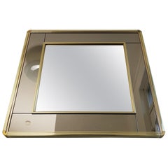 Gold-Plated Mirror with Smoked and Clear Mirror Glass by Belgo Chrome, 1980s