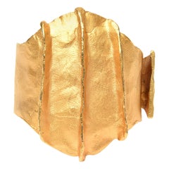  Gold Plated Modernist Cuff Bracelet by Dauplase French