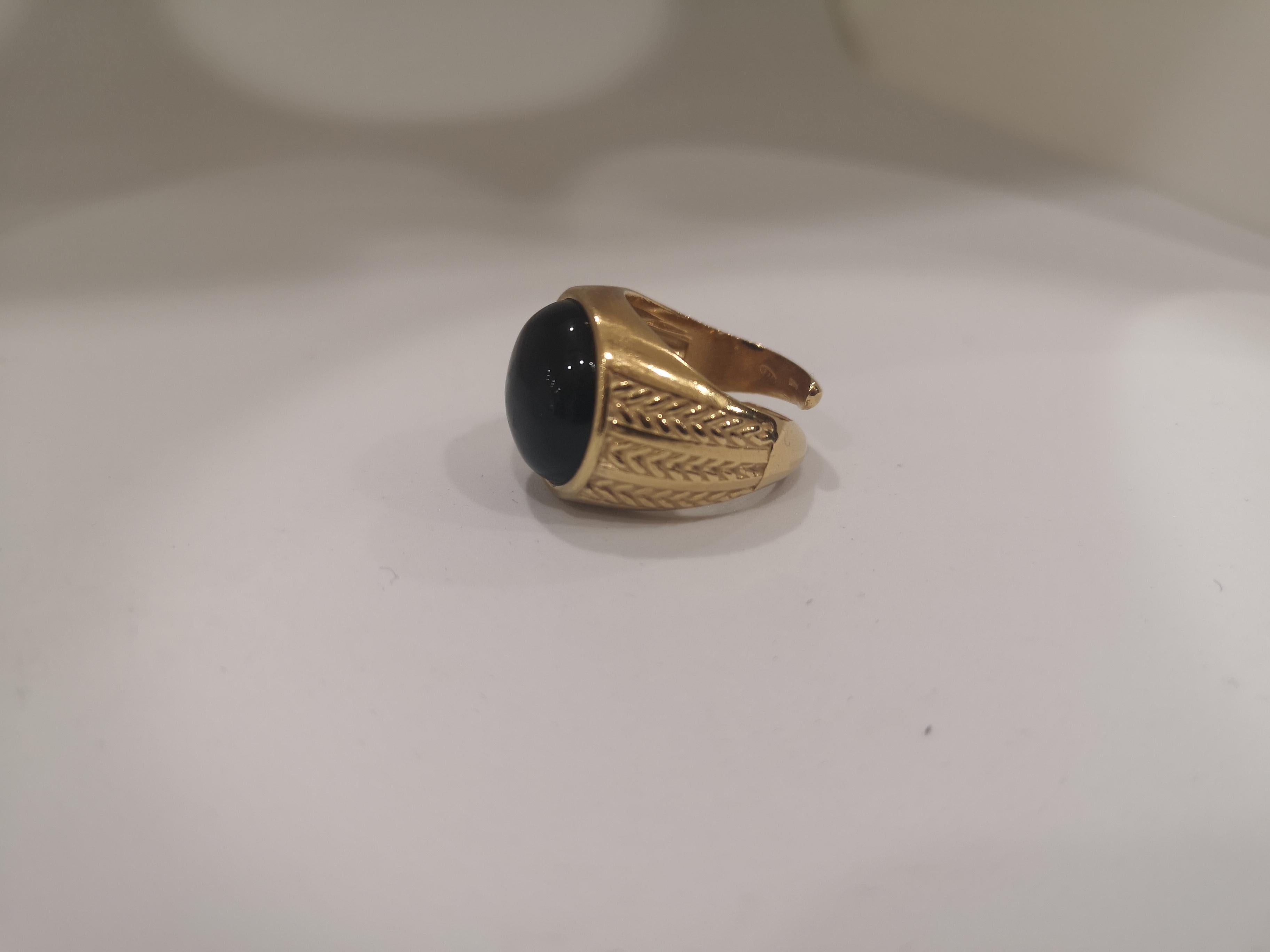 Women's or Men's Gold plated onyx ring
