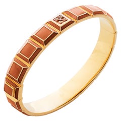 Gold-Plated Orange Enamel Topaz Carousel Bracelet