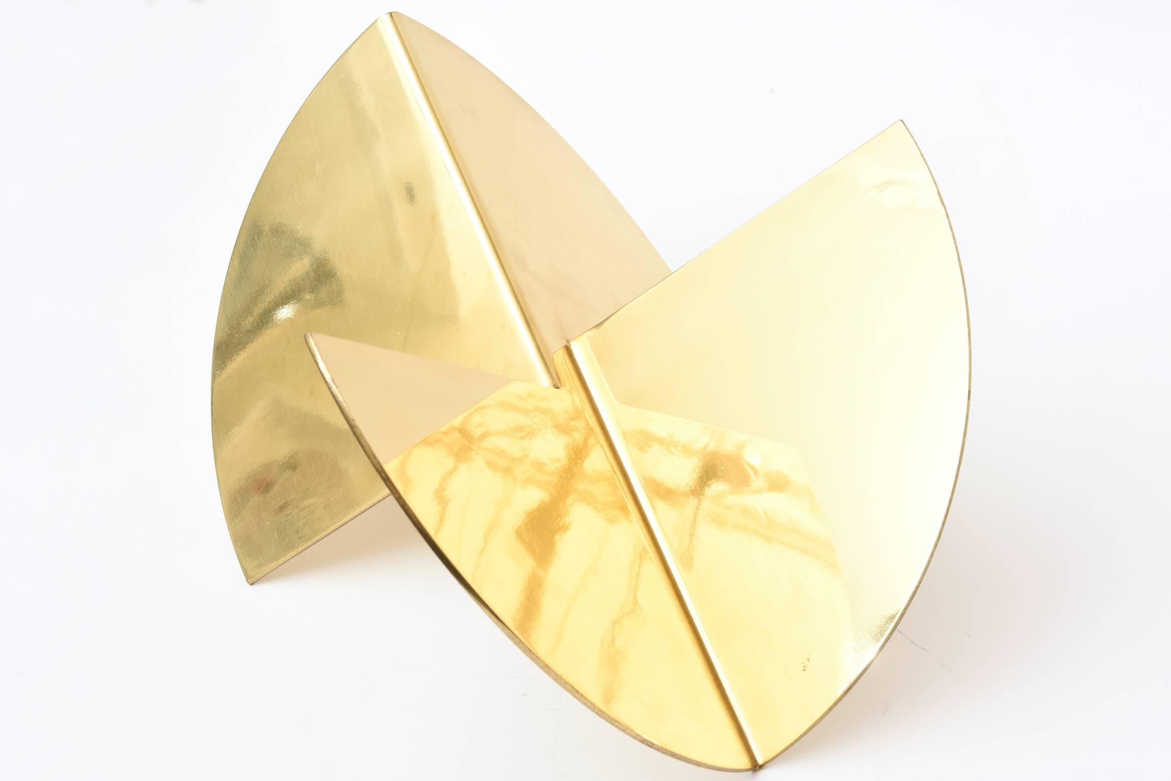 Gold Plate  Abstract Geometric Intersecting Sculpture