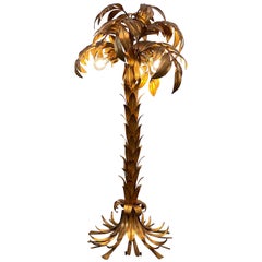 Gold-Plated Palm Tree Floor Lamp by Hans Kögl, 1970, Hollywood Regency Design