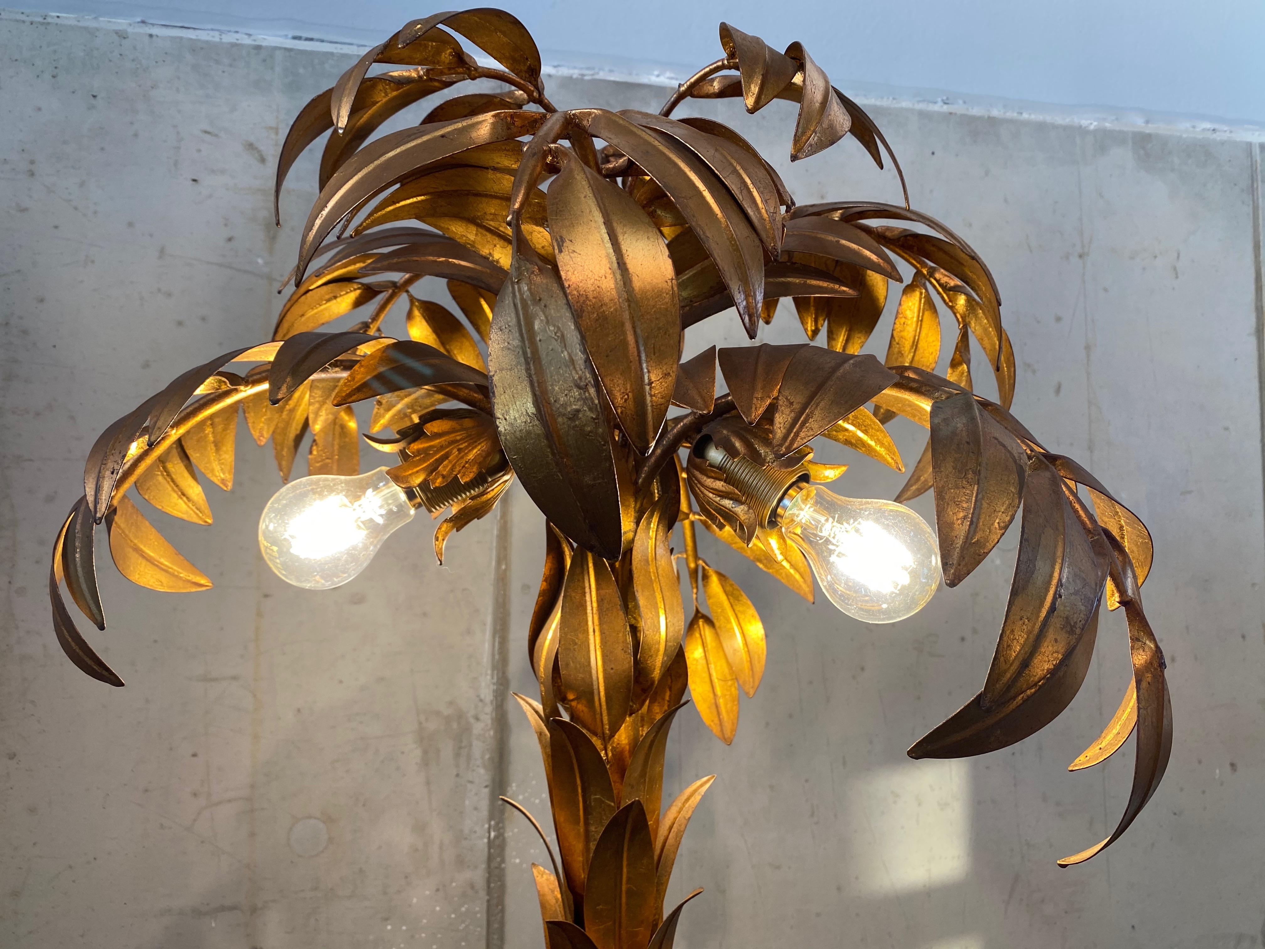 Brass Gold-Plated Palm Tree Floor Lamp by Hans Kögl, 1970, Hollywood Regency Design