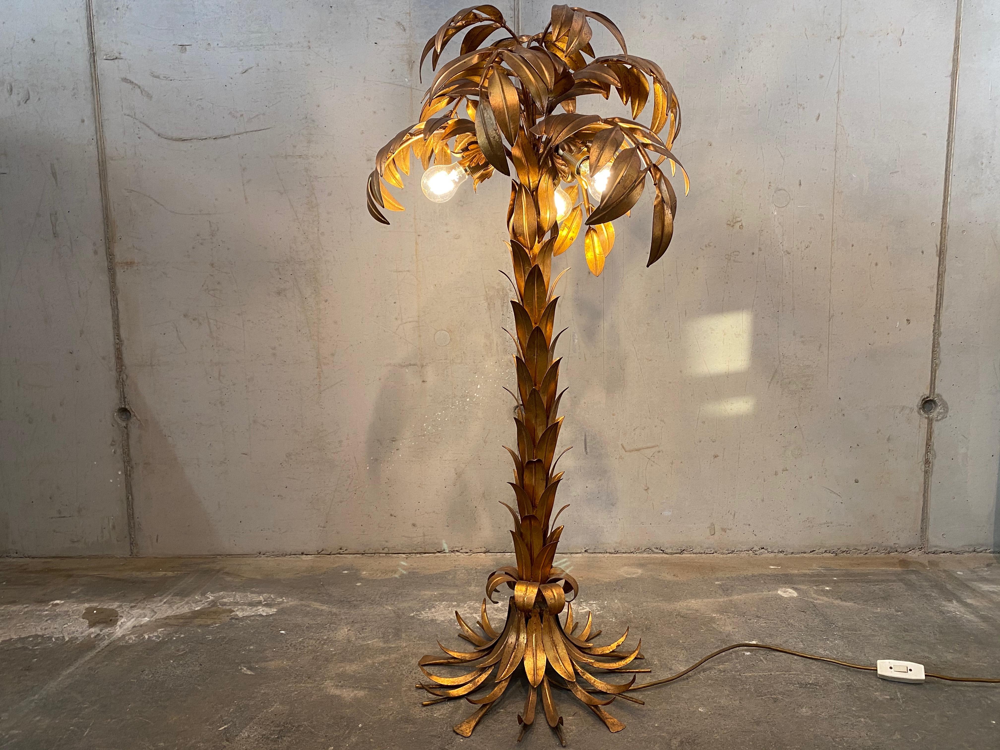 Gold-Plated Palm Tree Floor Lamp by Hans Kögl, 1970, Hollywood Regency Design 1