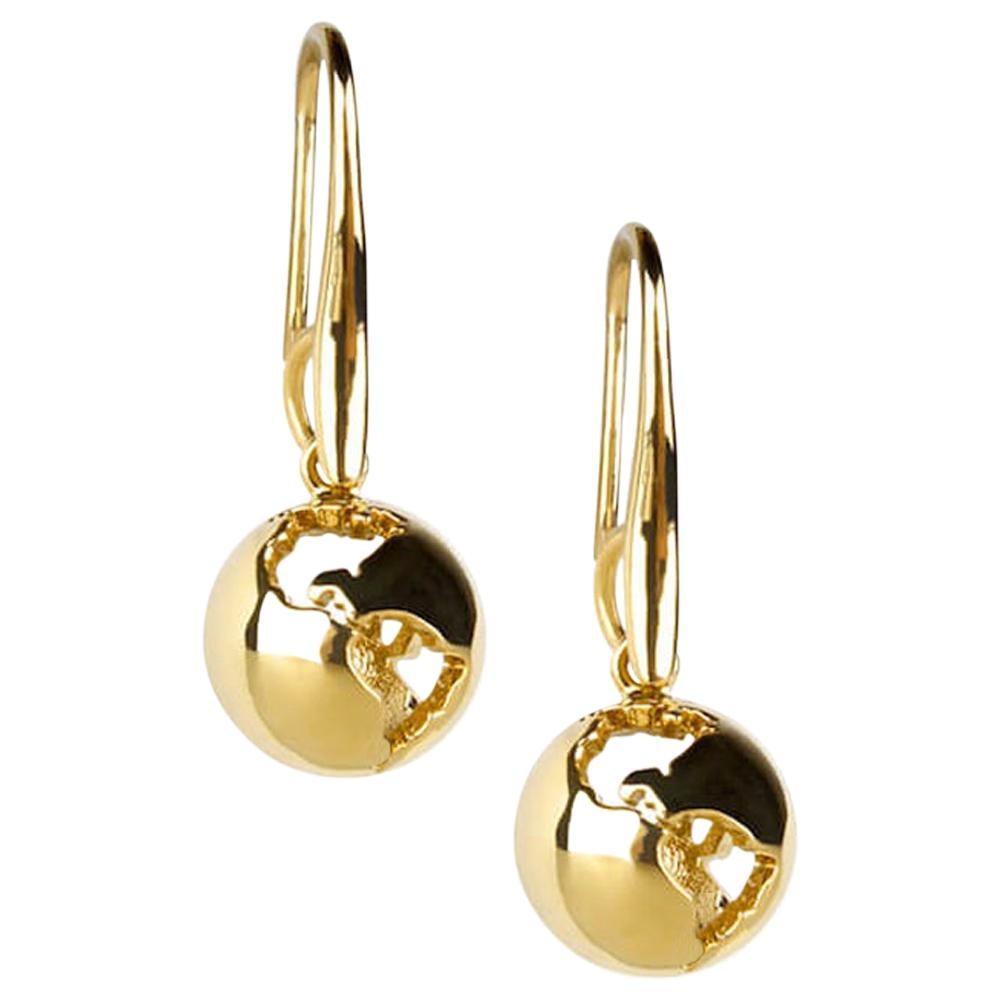 Gold plated pendant earth earrings  For Sale