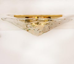 Pirámide de Murano bañada en oro La Murrani Flushmount /Wall Light, Década de 1970, Italia