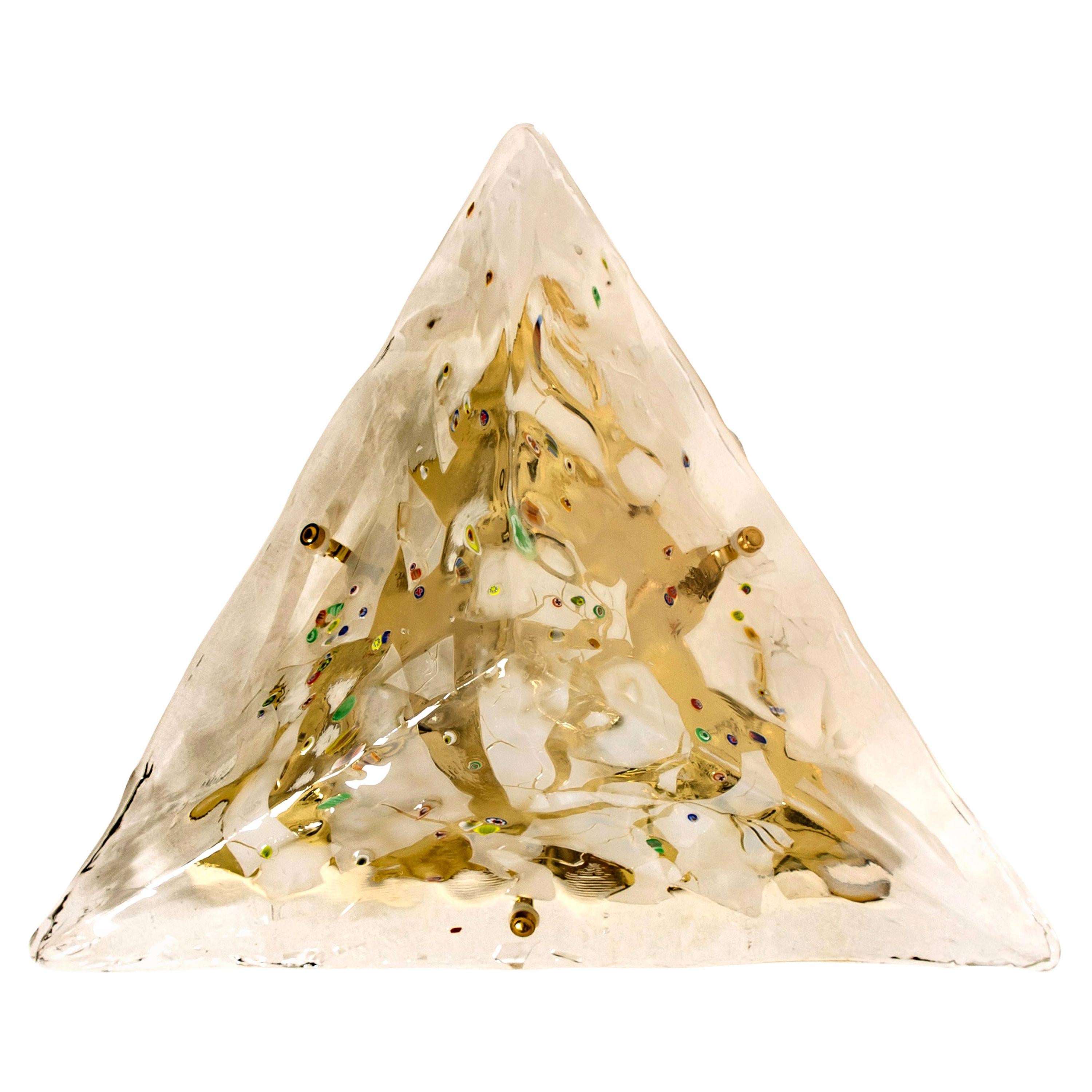 Gold-Plated Piramide Venini Flushmounts, 1970s, Italy For Sale
