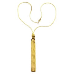 Retro Gold Plated Plaited Serpentine Chain Tassel Necklace circa 1980s