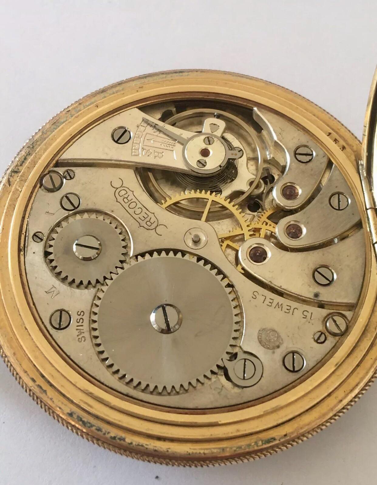 Gold-Plated Record Watch Co. Montre de poche ancienne Geneve État moyen - En vente à Carlisle, GB