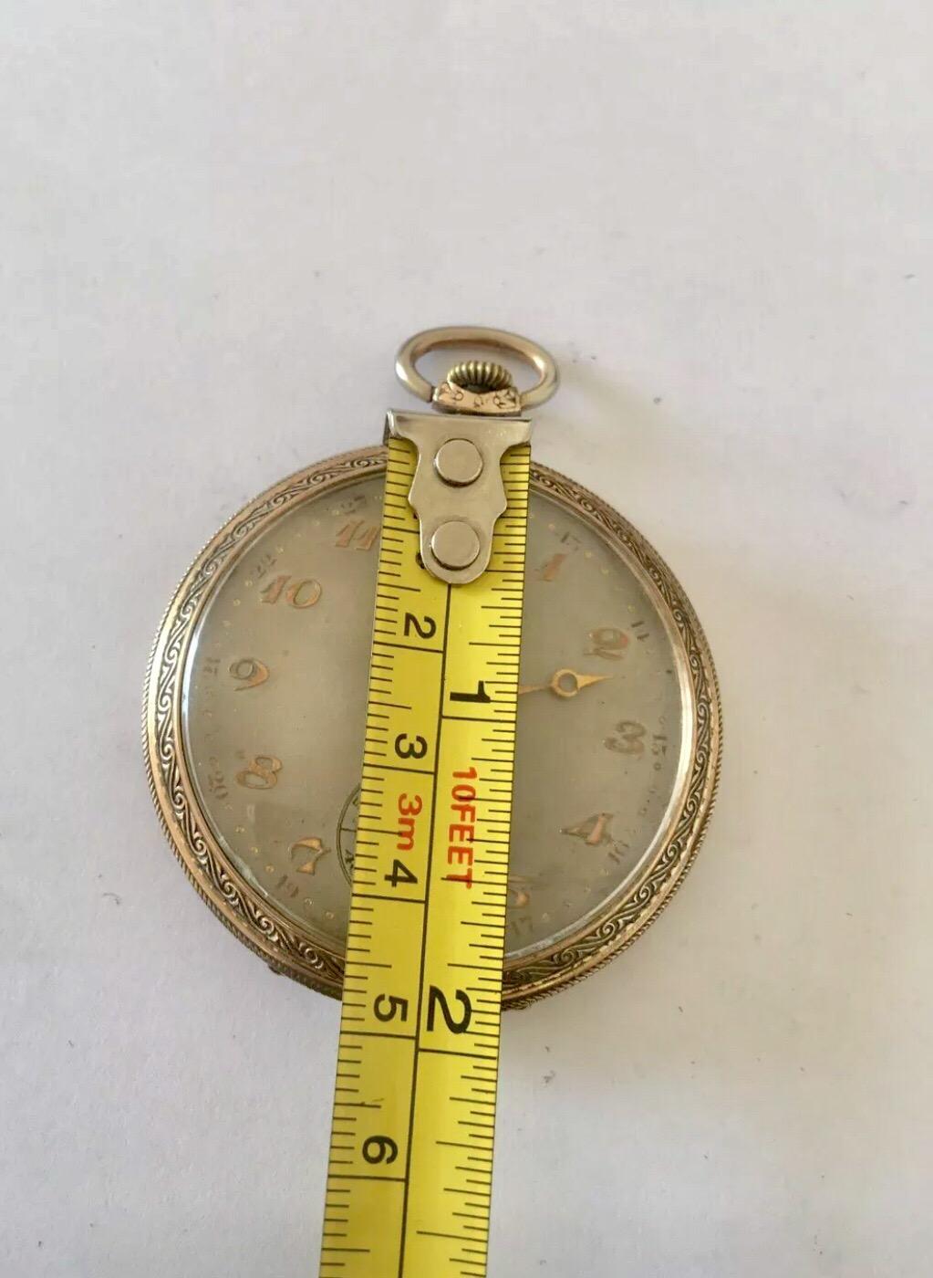 Gold-Plated Record Watch Co. Geneve Antique Pocket Watch In Fair Condition For Sale In Carlisle, GB