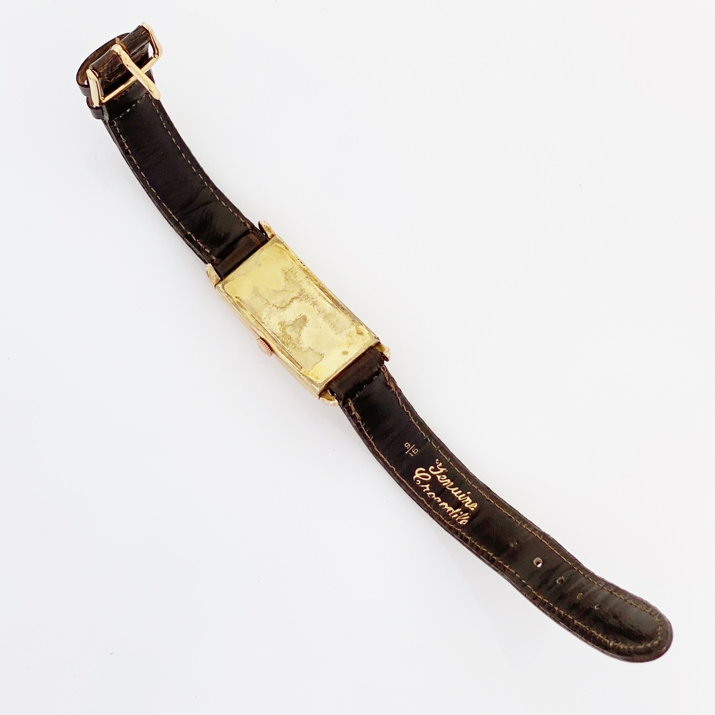 vintage gold rectangle watch