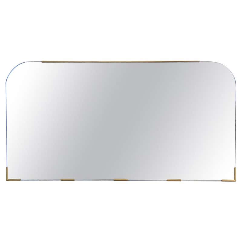 Gold-Plated Rectangular Wall Mirror with Rounded Corners in Italian ...